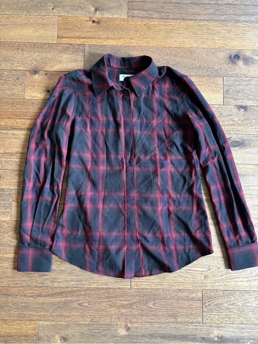 Aritzia Talula Plaid Hidden Button Blouse XS